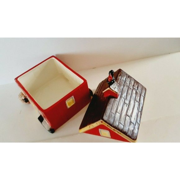 CERAMIC RED BARN FARM ANIMAL COOKIE JAR LARGE - Picture 9 of 11